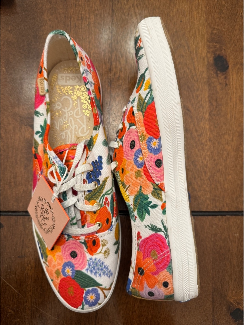 NWT Keds x Rifle Paper Co. Floral Canvas Lace-Up Sneakers Women's Size 10 - Picture 3 of 8